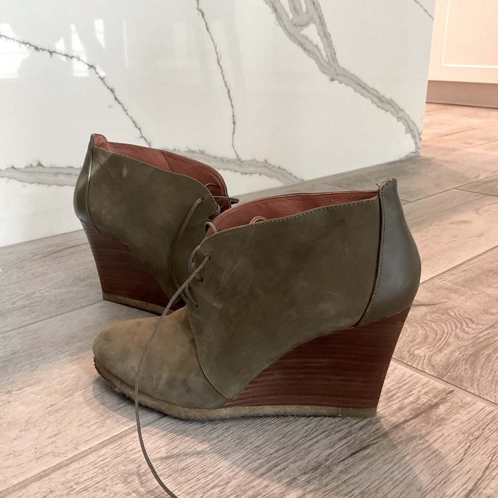 Women Boots -Luxury comfortable booties size 8 sage color platform